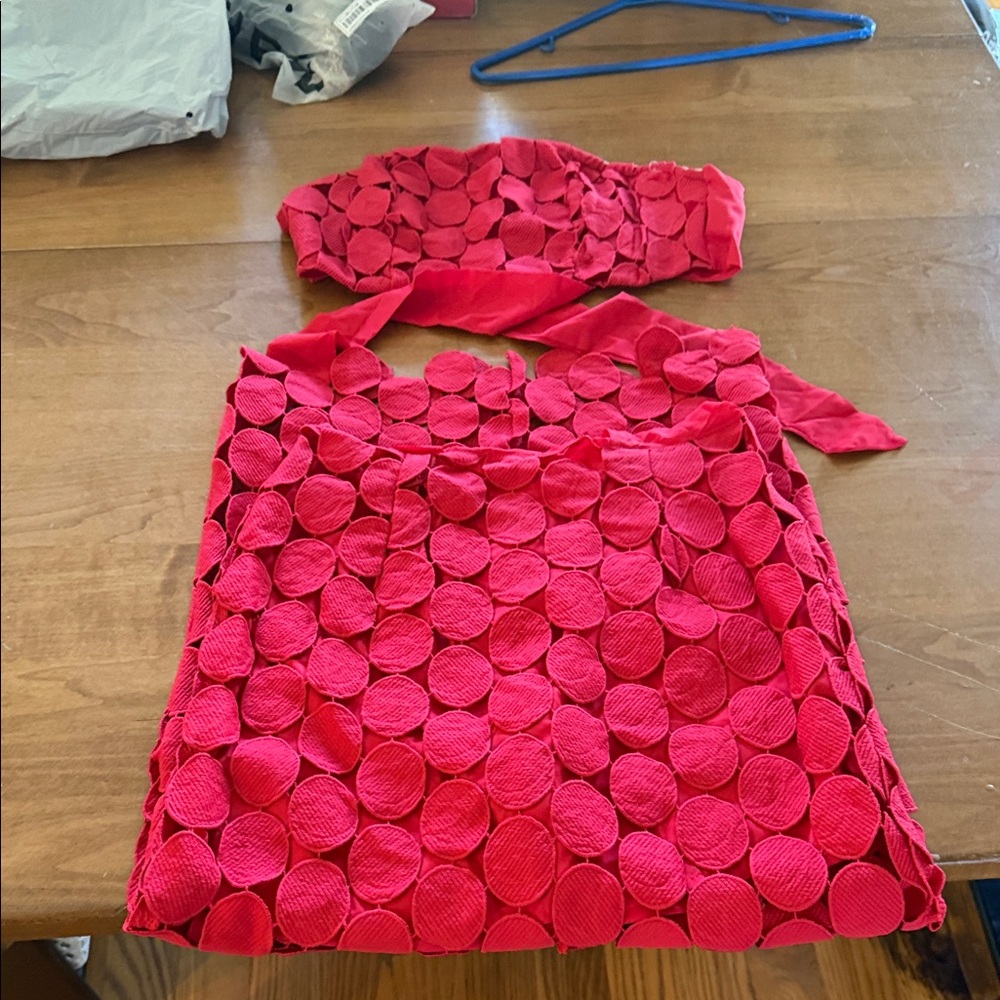 SHEIN Bold Red Textured Fabric 2 piece dress